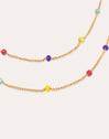 Collar Long Crystals Rainbow Acero Baño Oro