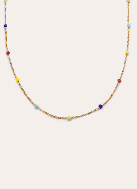 Long Crystals Rainbow Stainless Steel Necklace
