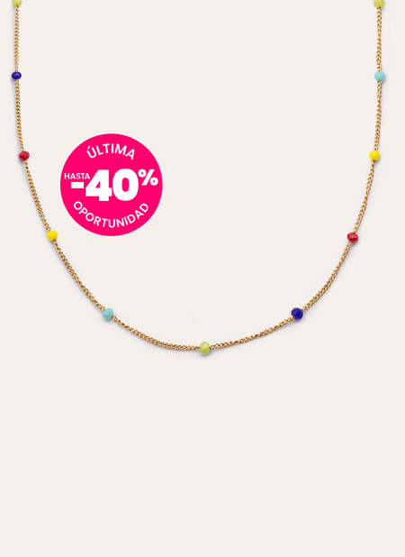 Collar Long Crystals Rainbow Acero Baño Oro