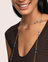Long Crystal Sea Stainless Steel Gold Necklace