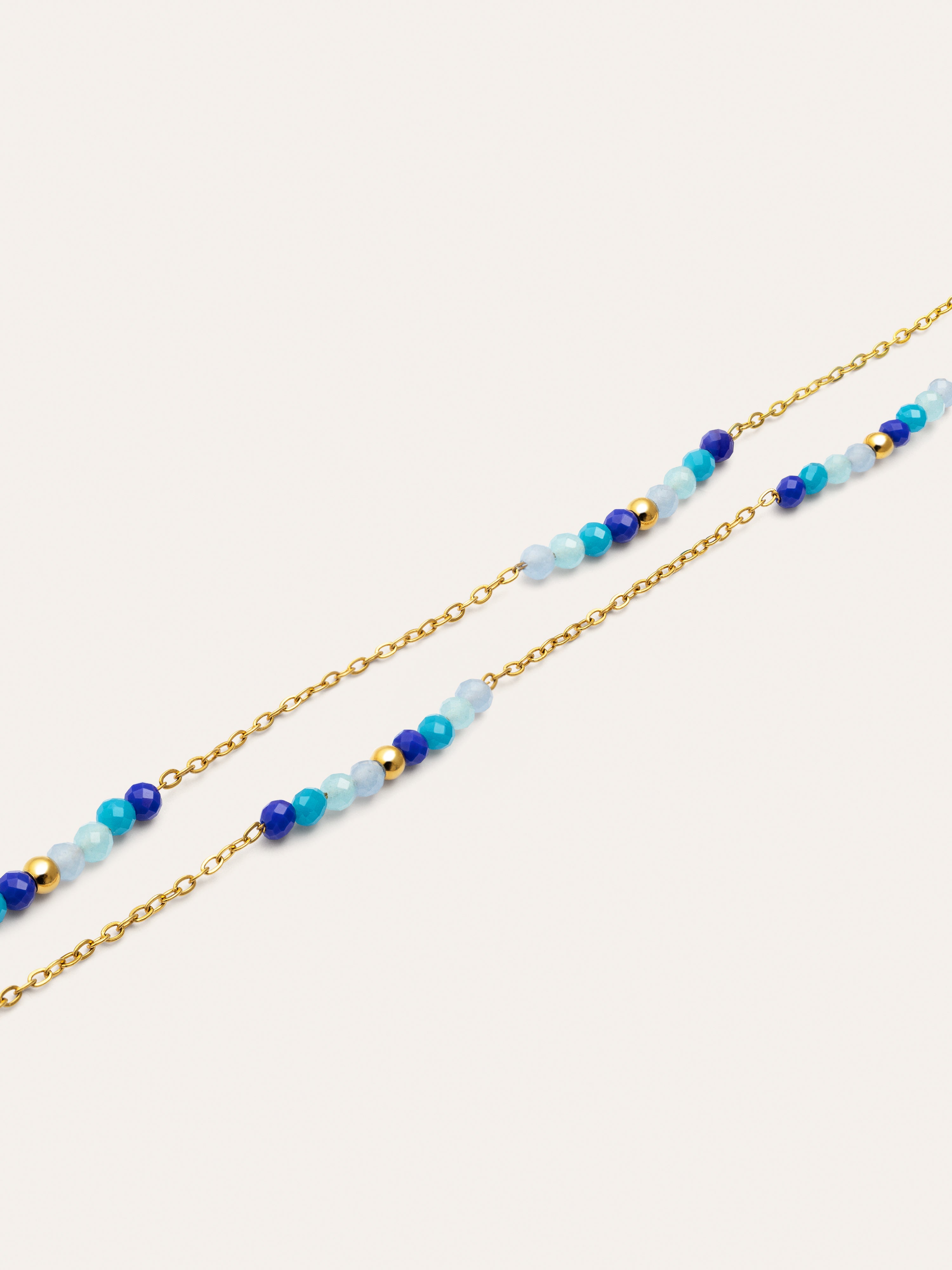 Long Crystal Sea Stainless Steel Gold Necklace