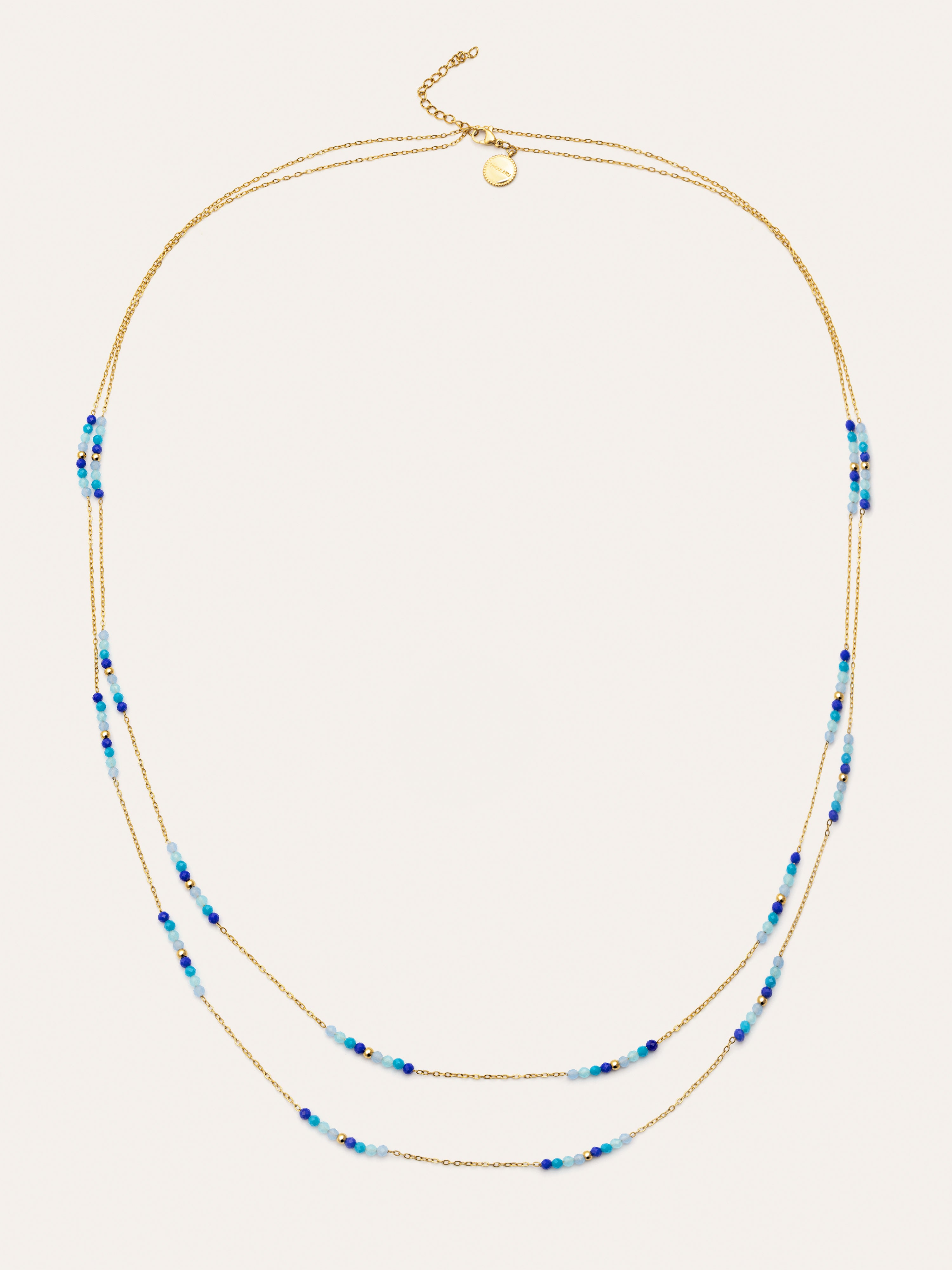 Long Crystal Sea Stainless Steel Gold Necklace