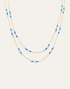 Long Crystal Sea Stainless Steel Gold Necklace