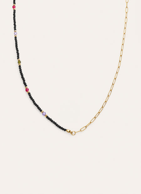 Collar Long Winter Glam Acero Baño Oro