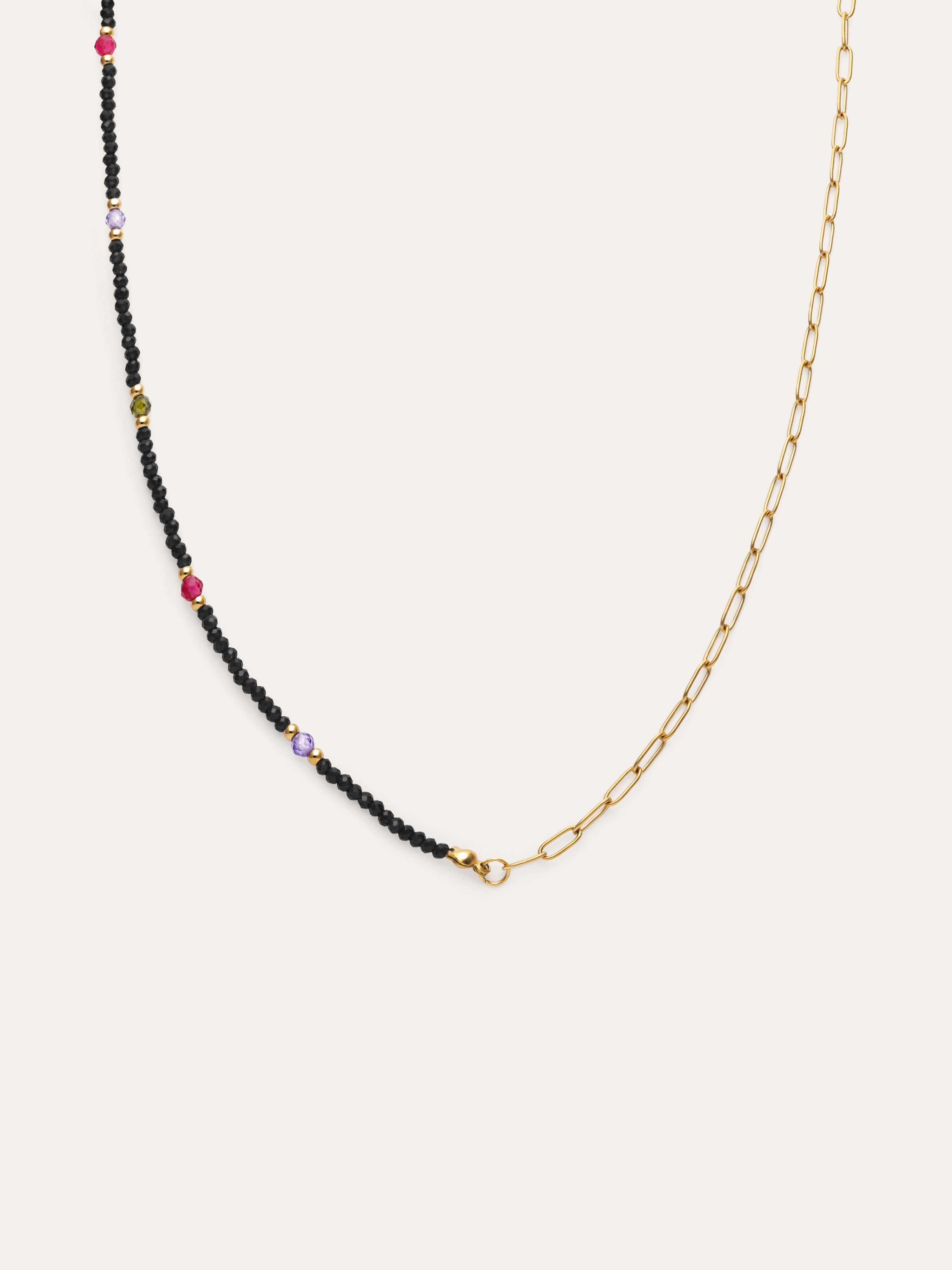 Collar Long Winter Glam Acero Baño Oro