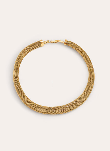 Choker Malla Acero Baño Oro