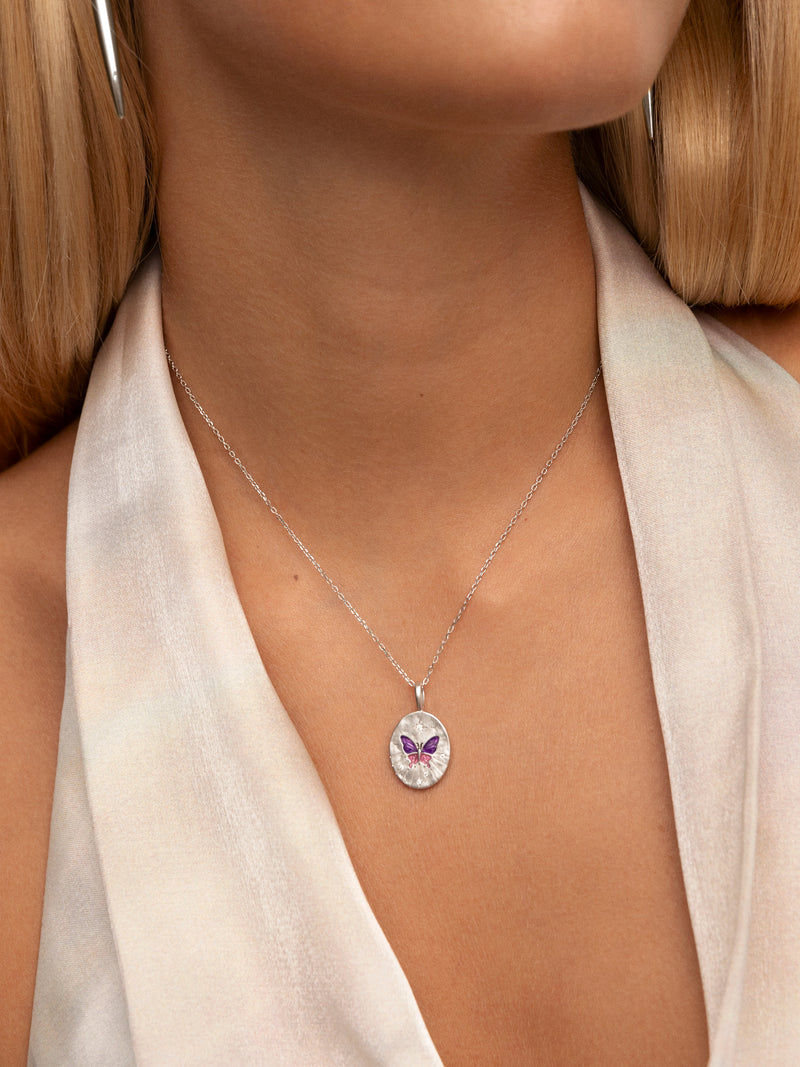 Medallion Butterfly Rose Necklace