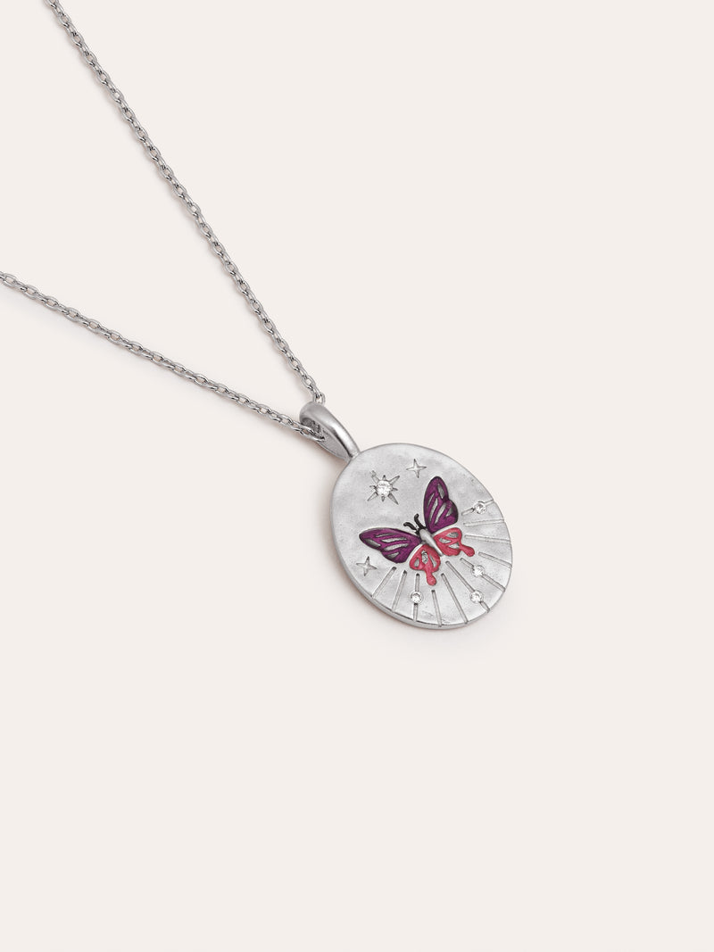 Medallion Butterfly Rose Necklace