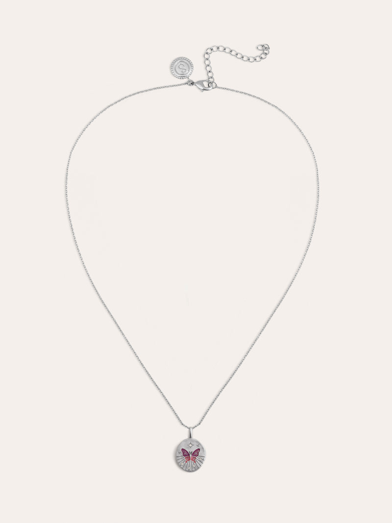 Medallion Butterfly Rose Necklace