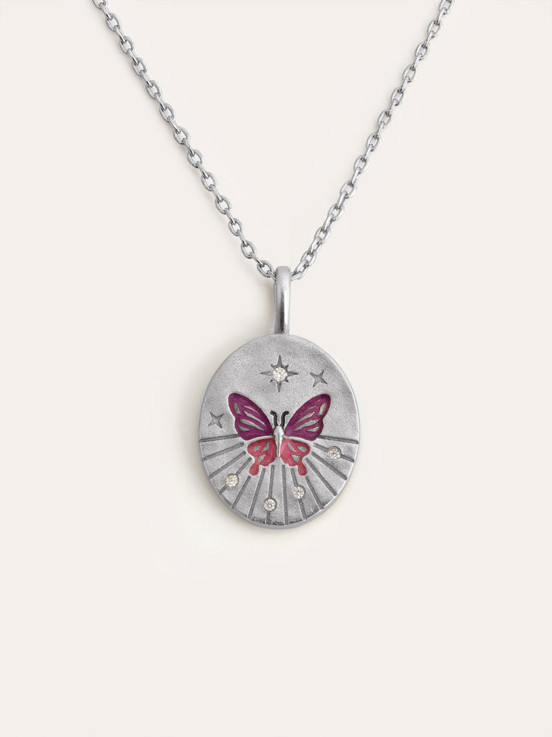 Medallion Butterfly Rose Necklace