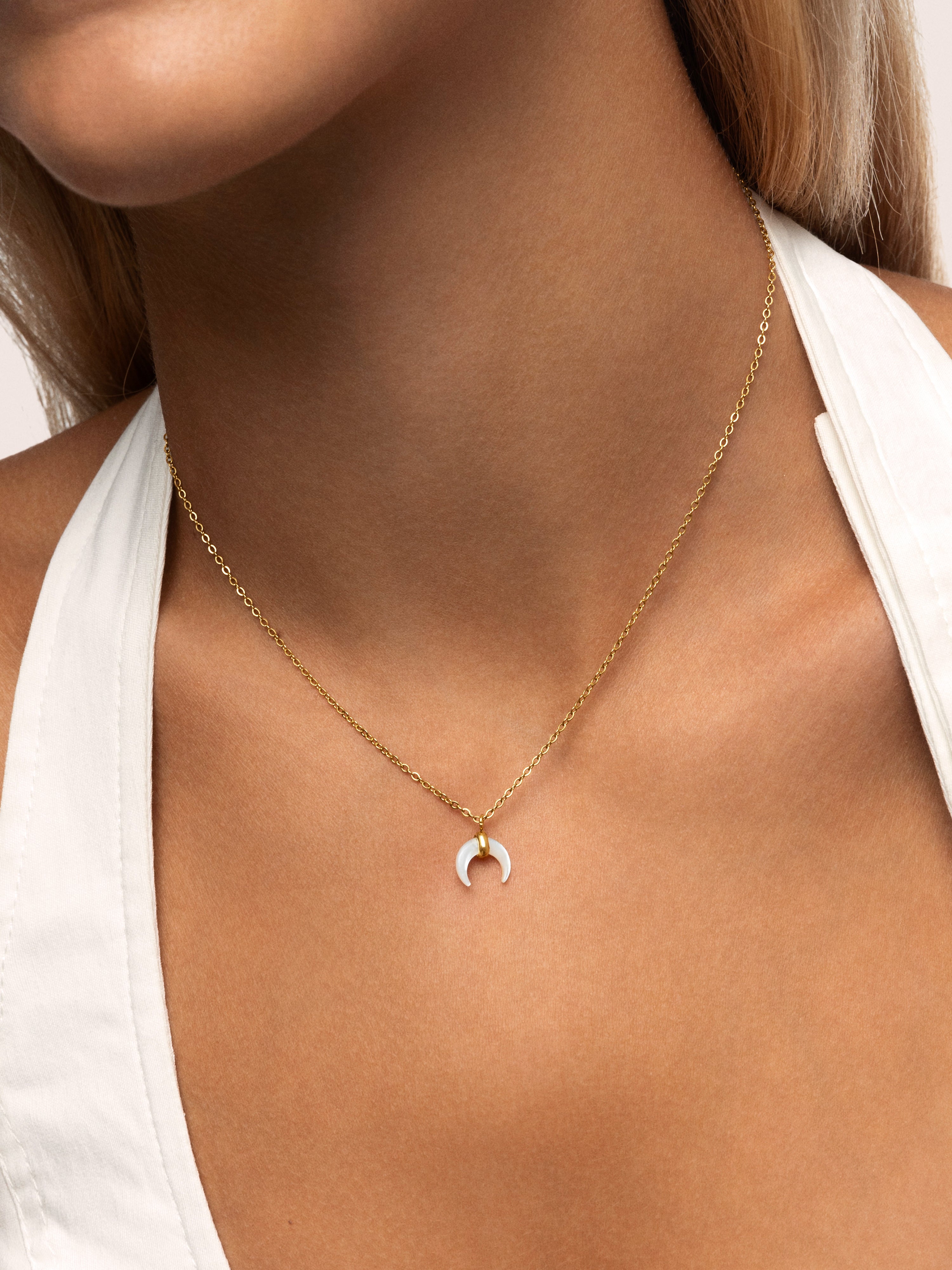 Mini Moonset Stainless Steel Gold Necklace