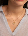 Medallion Stones Rosa Stainless Steel Gold Necklace 