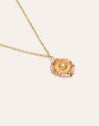 Medallion Stones Rosa Stainless Steel Gold Necklace 