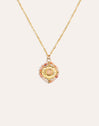 Medallion Stones Rosa Stainless Steel Gold Necklace 