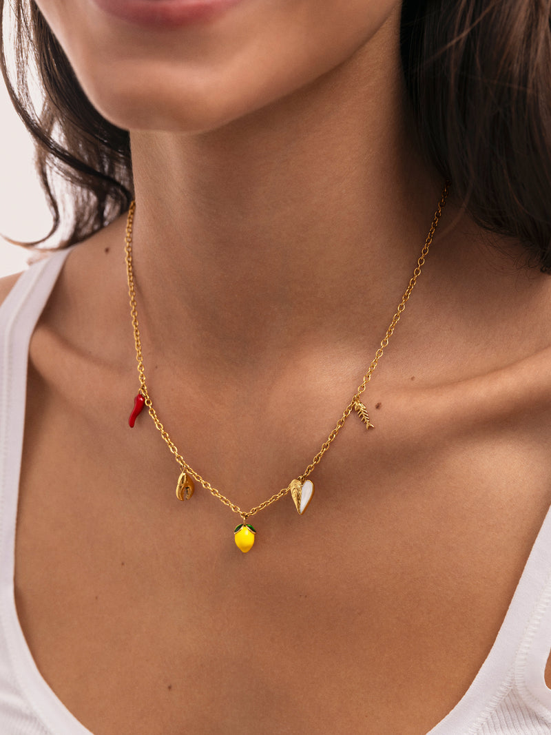 Multicharm Aperitivo Marino Necklace Steel 18kt Gold Plated