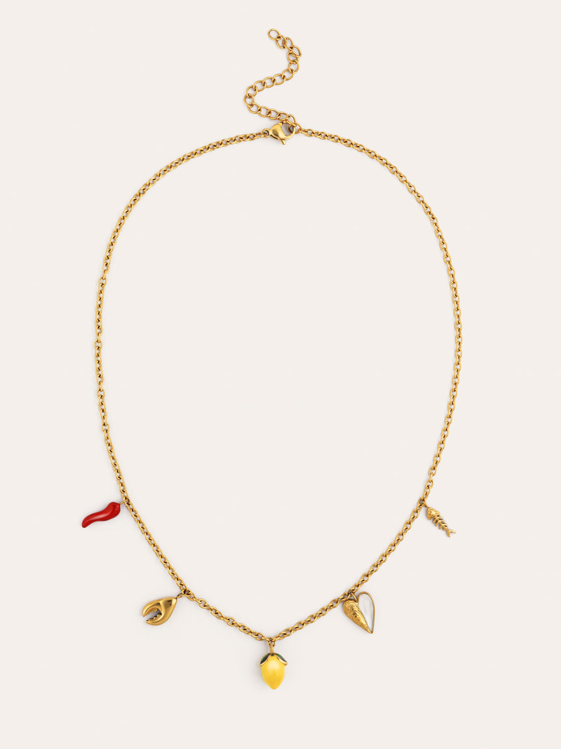 Multicharm Aperitivo Marino Necklace Steel 18kt Gold Plated