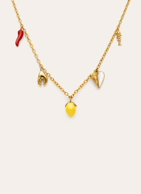 Multicharm Aperitivo Marino Necklace Steel 18kt Gold Plated