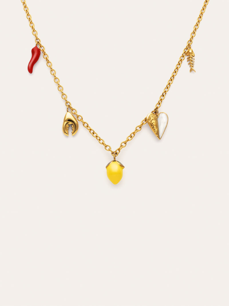 Multicharm Aperitivo Marino Necklace Steel 18kt Gold Plated