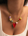 Collar Multicharms Corazones Acero Baño Oro
