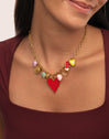Collar Multicharms Corazones Acero Baño Oro