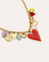 Collar Multicharms Corazones Acero Baño Oro