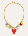 Collar Multicharms Corazones Acero Baño Oro