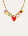 Collar Multicharms Corazones Acero Baño Oro