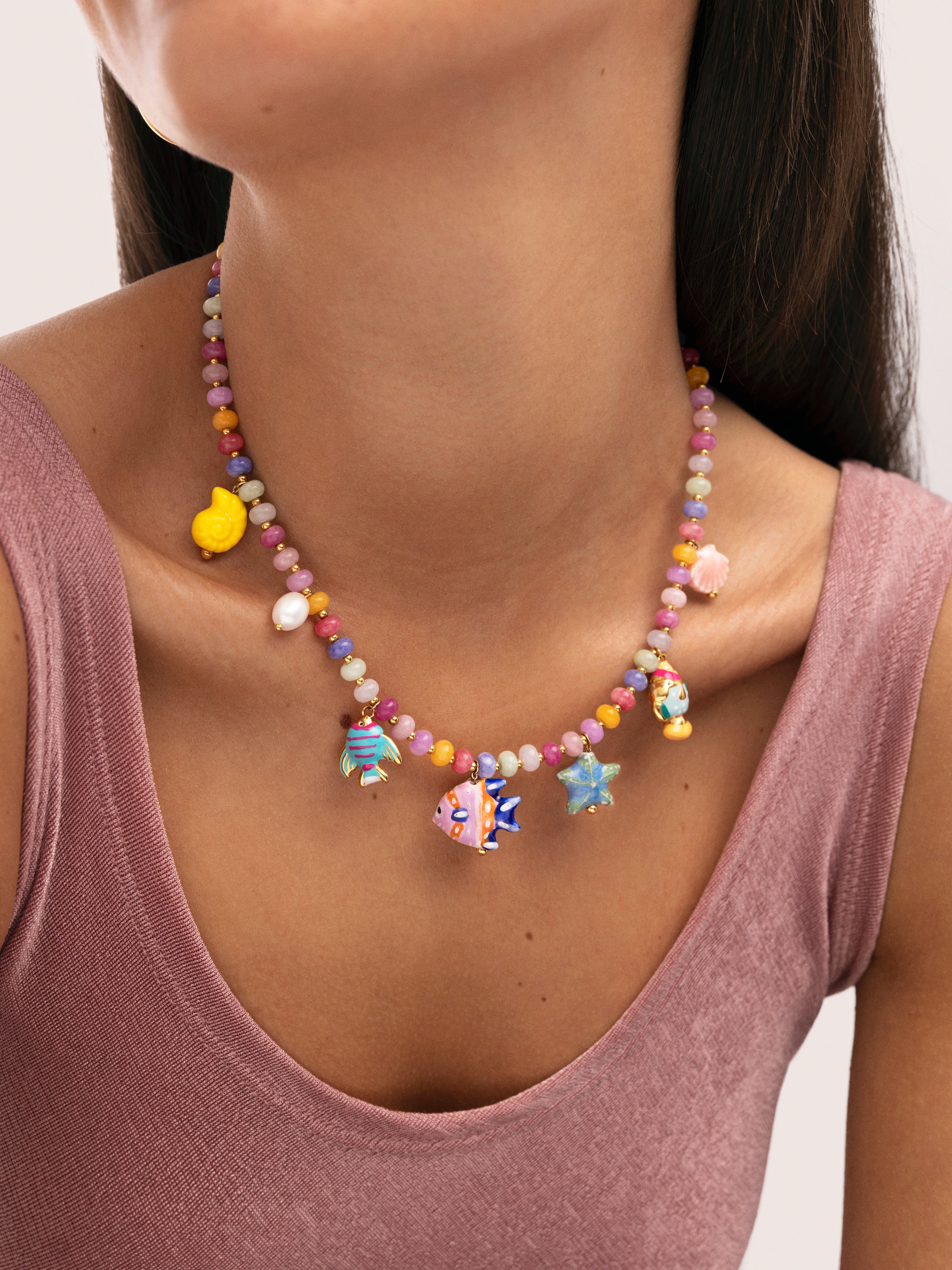 Collar Oceánic Colors Acero Baño Oro