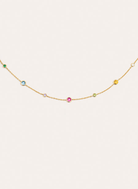 Orbit Multicolor Stainless Steel Gold Necklace 