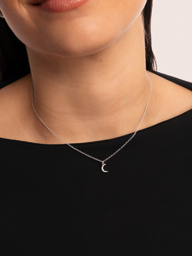 Over the Moon Necklace Silver
