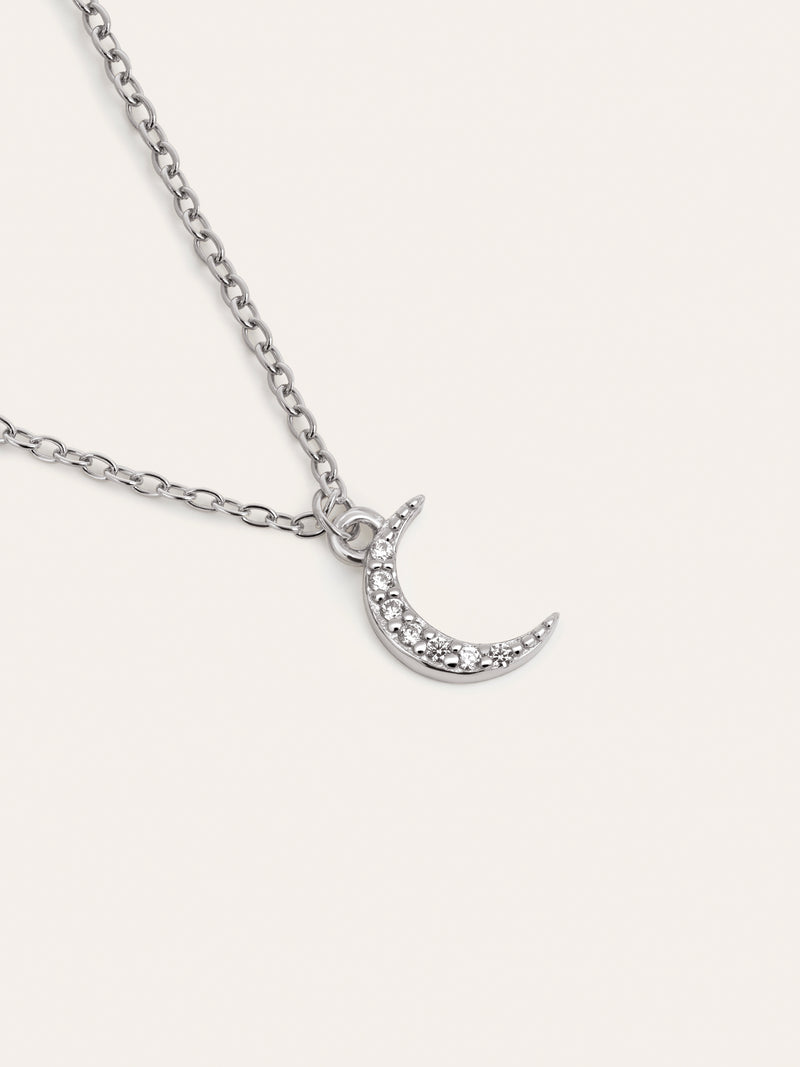 Over the Moon Necklace Silver
