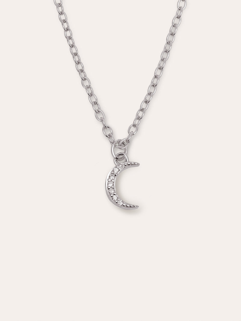 Over the Moon Necklace Silver