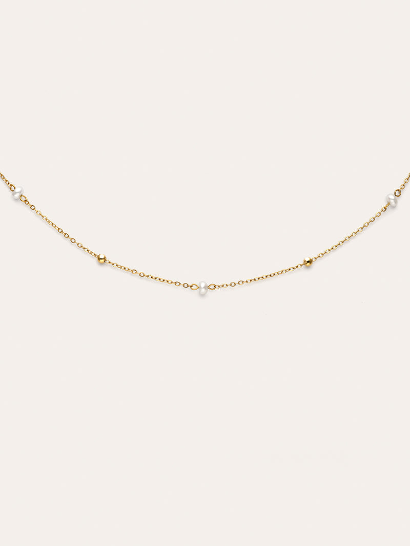 Pearl Dots Stainless Steel Gold Necklace