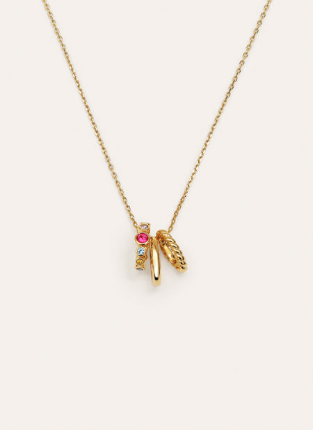 Pebble Family Colors Gold Necklace