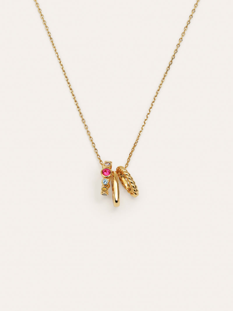 Pebble Family Colors Gold Necklace