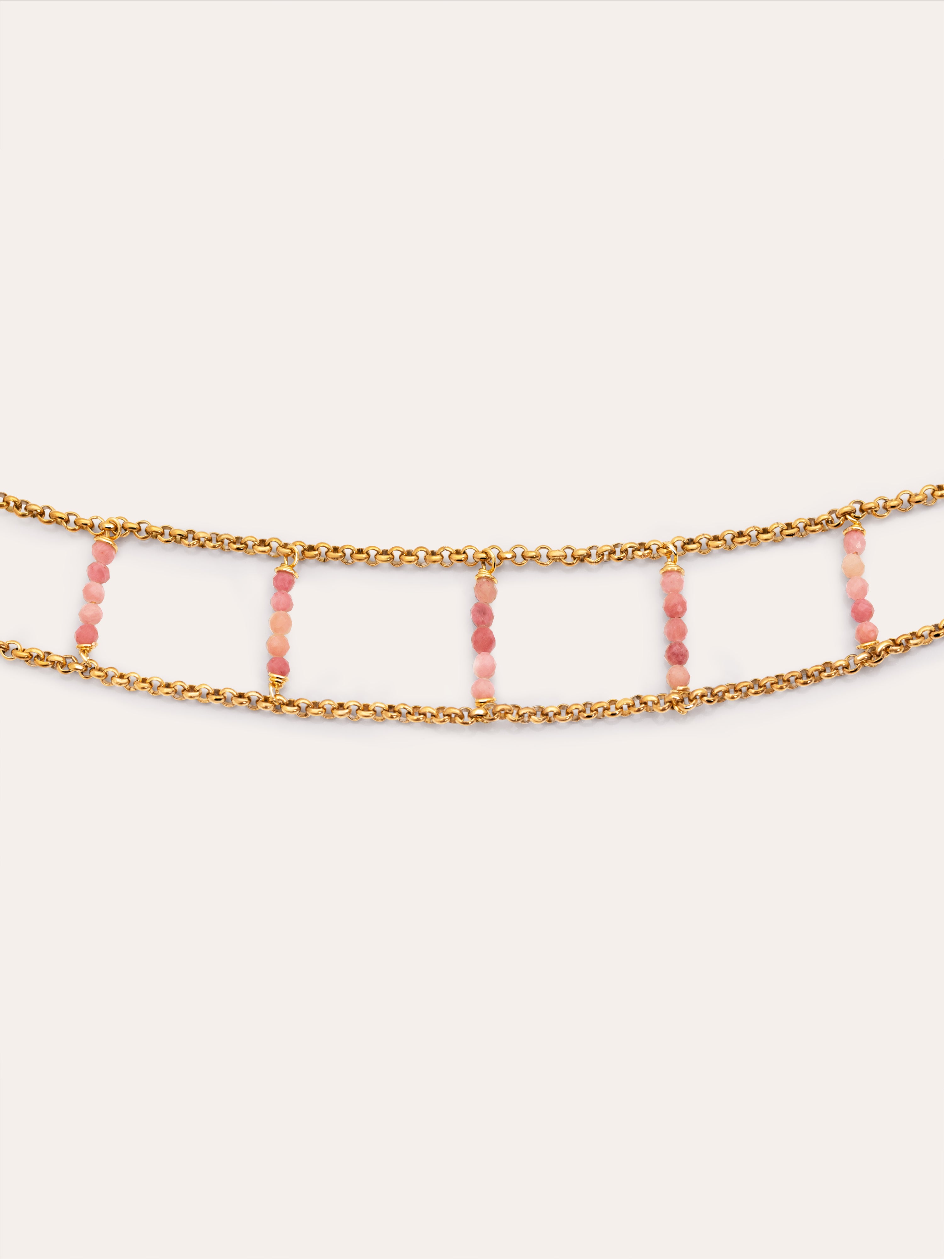 Choker Pink Habana Acero Baño Oro