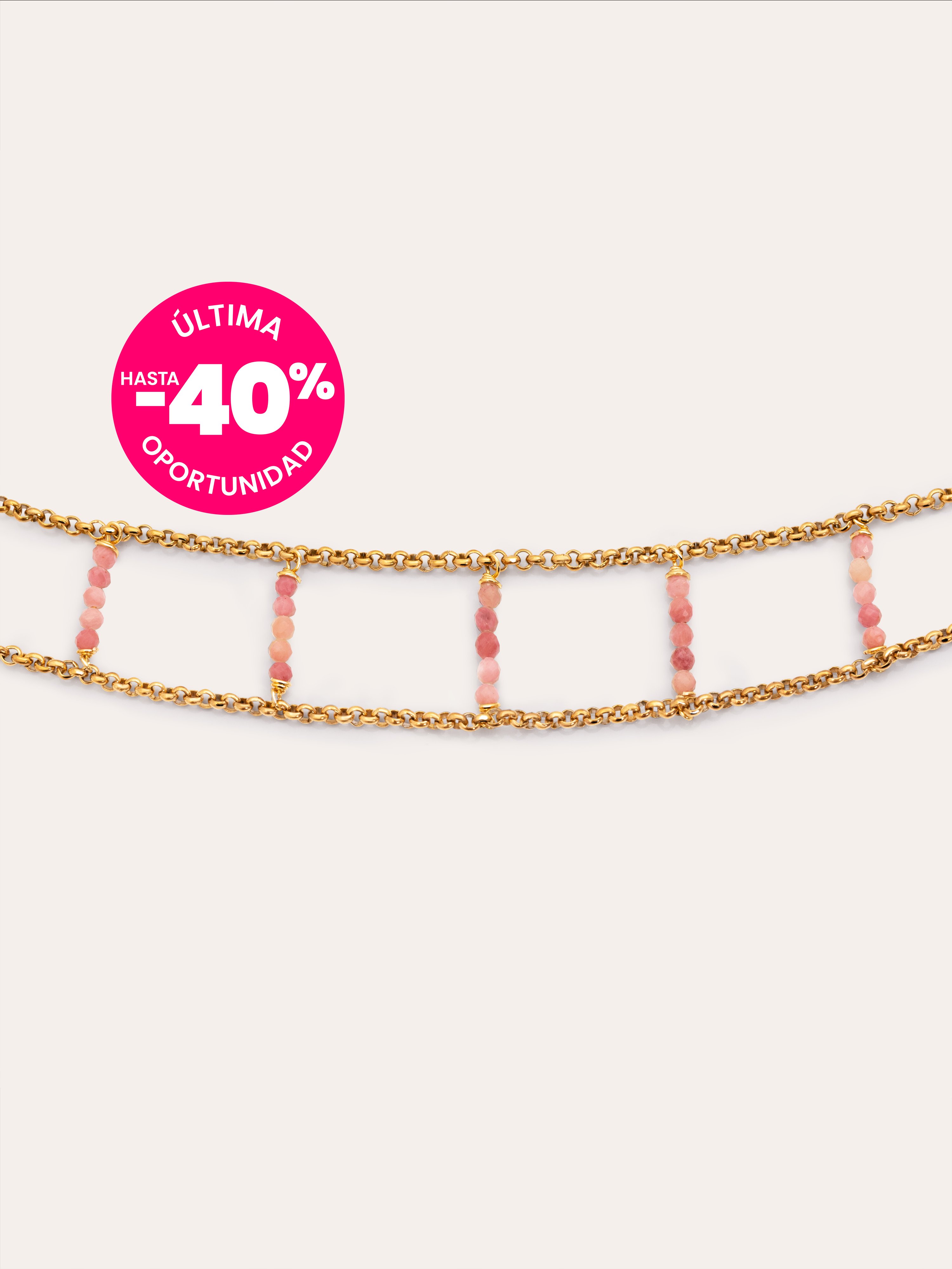 Choker Pink Habana Acero Baño Oro