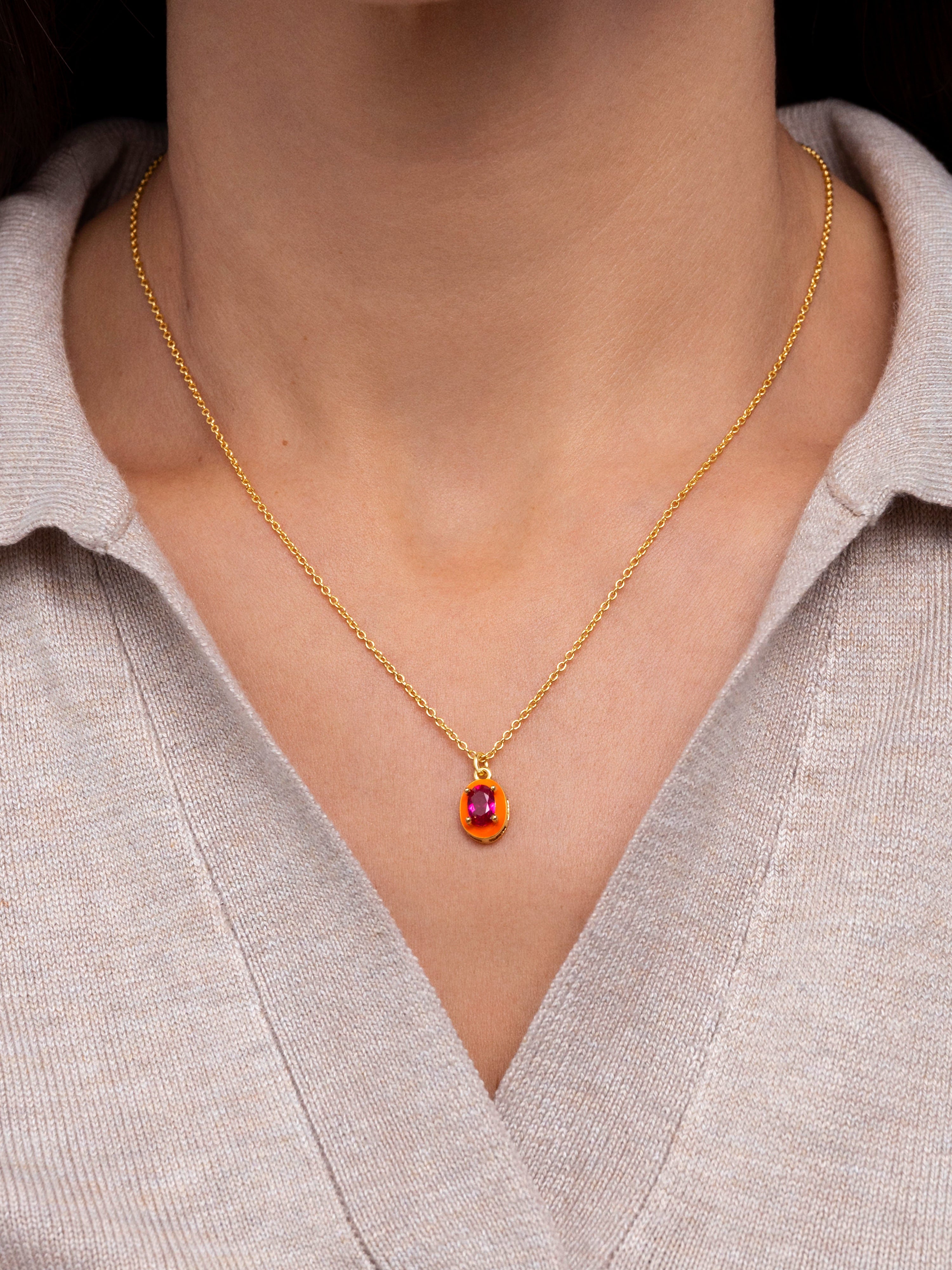 Orange Pop Gold Necklace