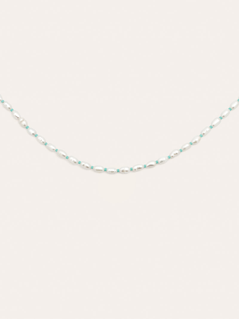 Collar Pompeya Turquesa Acero Baño Oro