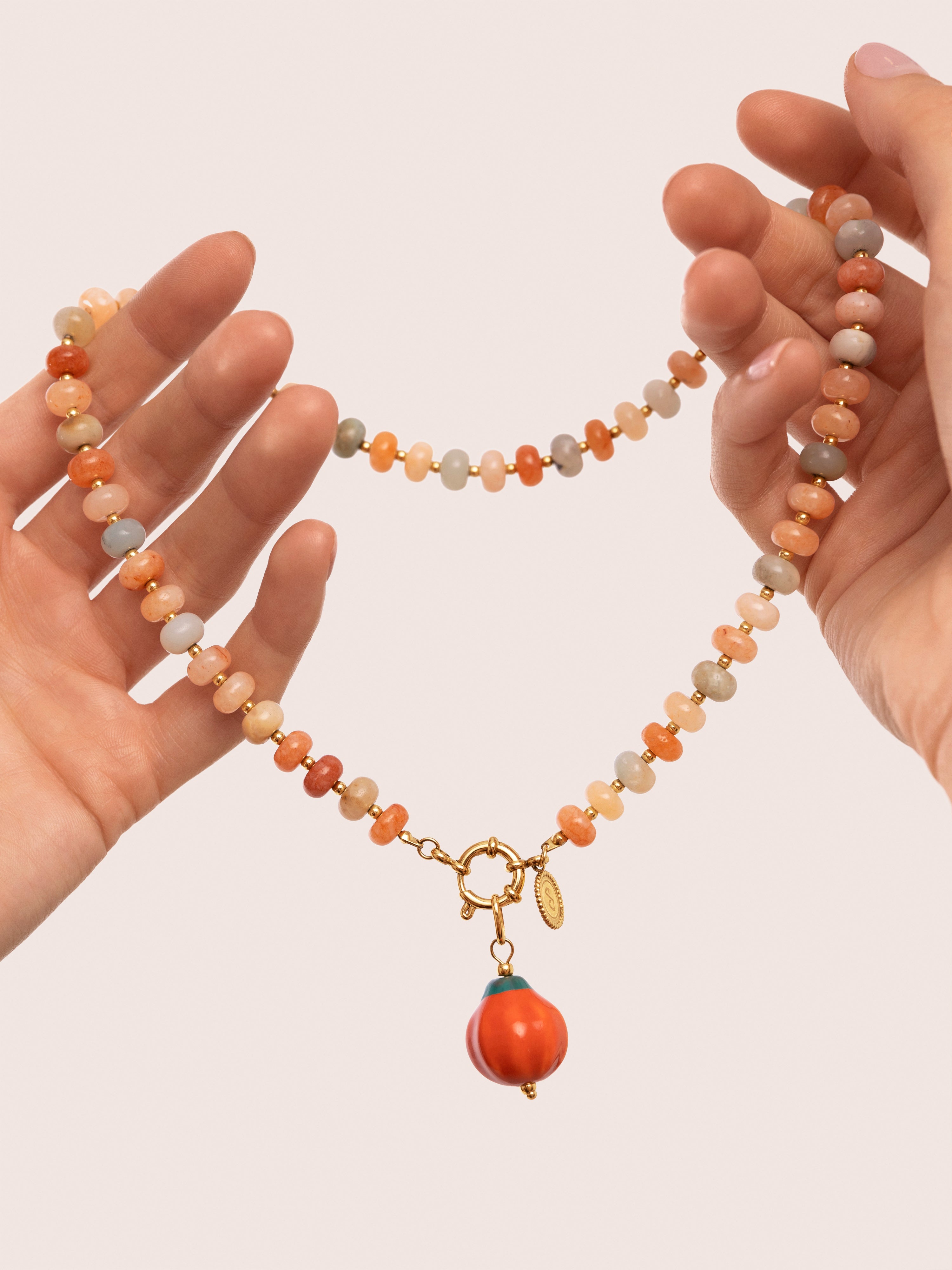Collar Pumpkin Stones Acero Baño Oro