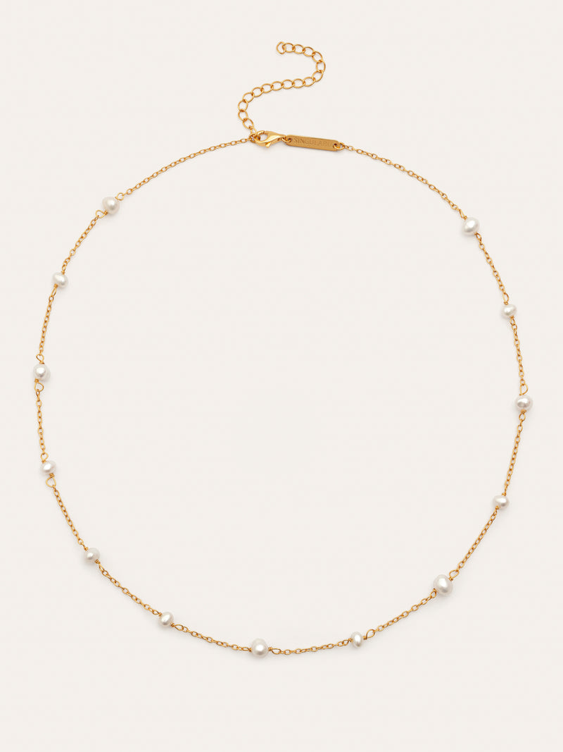 Collar Pearl & Pearls Plata Baño Oro