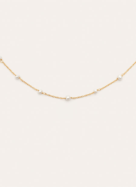Collar Pearl & Pearls Plata Baño Oro