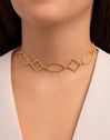 Choker Rhomb & Oval Stainless Steel Gold Necklace