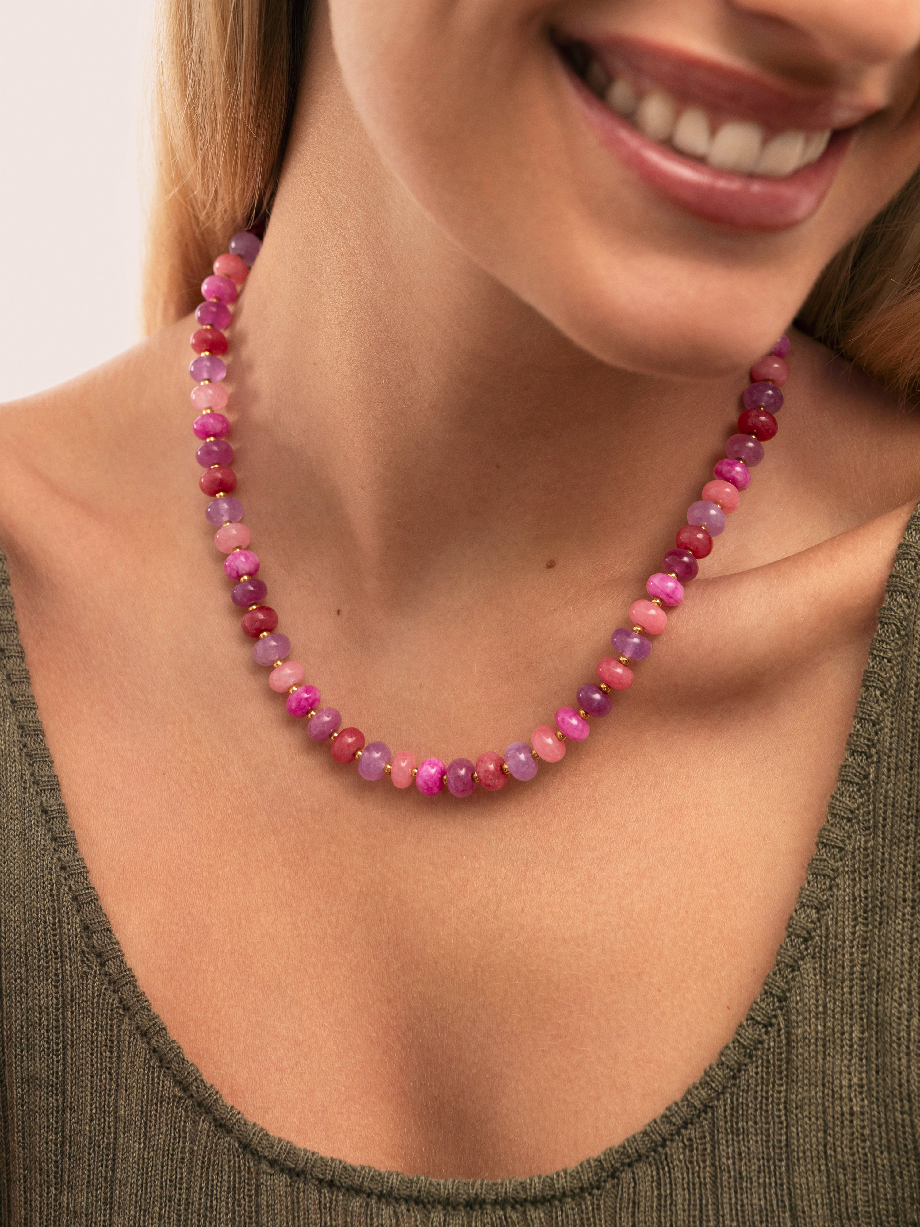 Collar Rosé Stones Acero Baño Oro