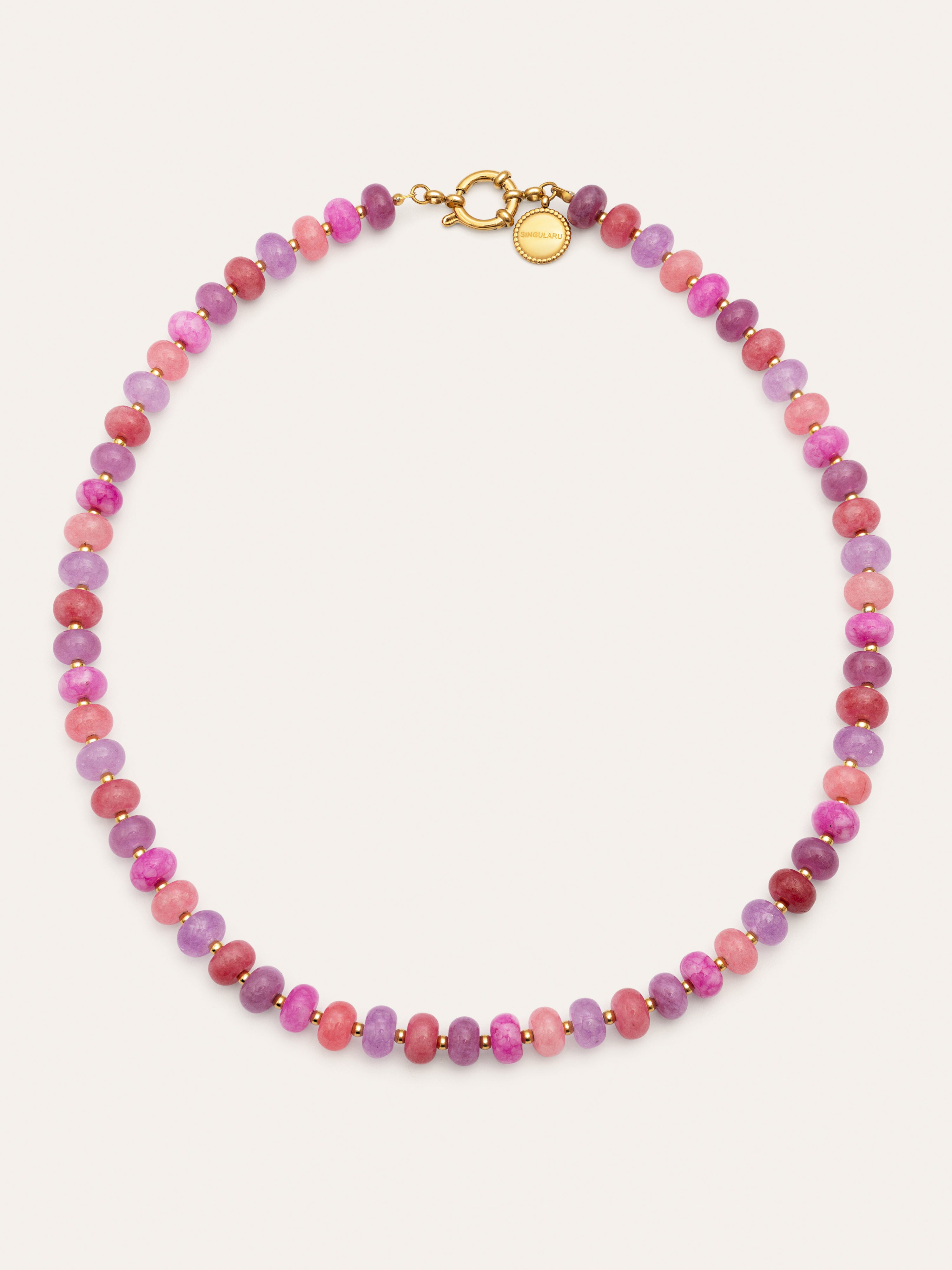 Collar Rosé Stones Acero Baño Oro
