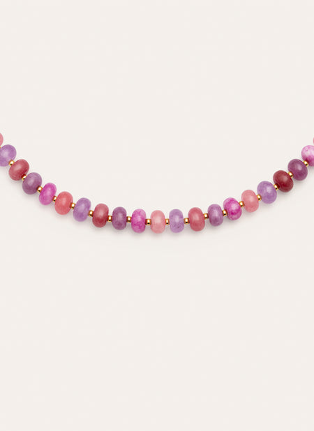 Rosé Stones Stainless Steel Gold Necklace 