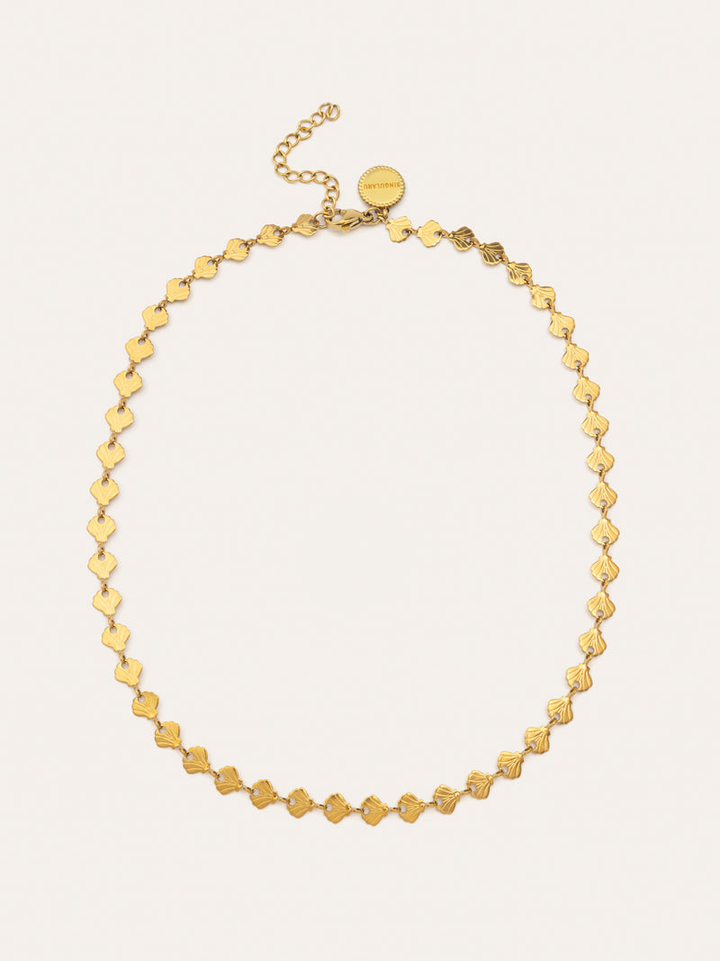 Collar Shells Acero Baño Oro