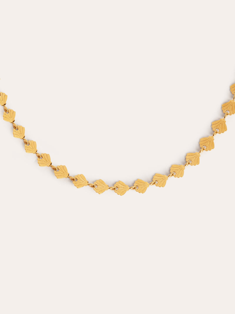 Collar Shells Acero Baño Oro