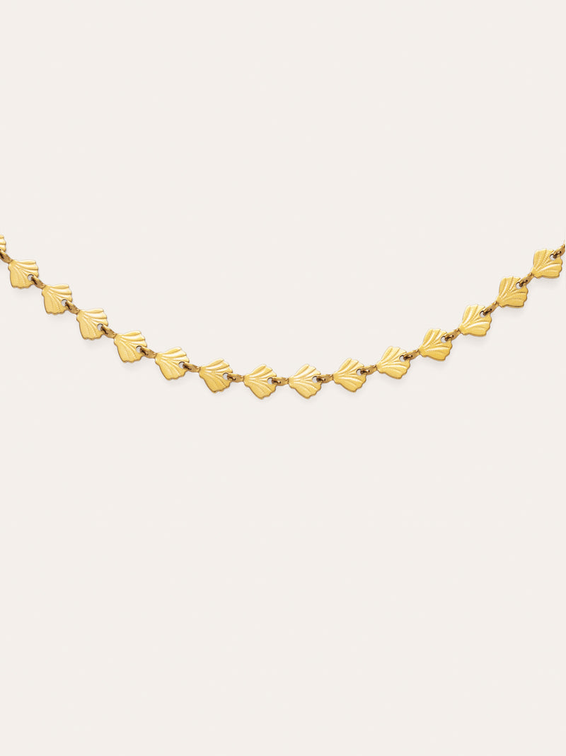 Collar Shells Acero Baño Oro