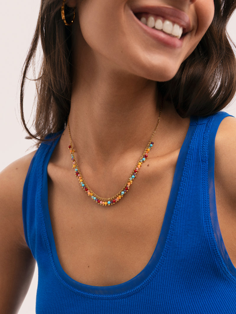 Shamira Full Stones Necklace Steel 18kt Gold Plated